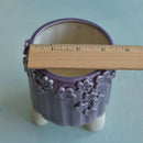 Purple Handmade Ceramic Succulent Pot with Flowers Approximately 3.5”