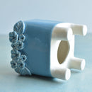 Sky Blue Handmade Ceramic Succulent Pot with Flowers Approximately 4”