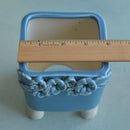 Sky Blue Handmade Ceramic Succulent Pot with Flowers Approximately 4”