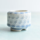 Blue Stamped Ceramic Succulent Pot Approximately 2”