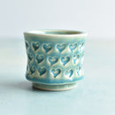 Teal Stamped Ceramic Succulent Pot Approximately 2”