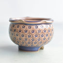 Purple and Beige Handmade Ceramic Succulent Pot with Flower Stamp Approximately 3" (Toun Kiln Studio)