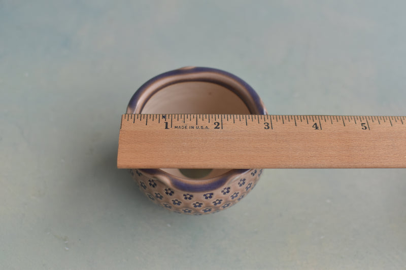 Purple and Beige Handmade Ceramic Succulent Pot with Flower Stamp Approximately 3" (Toun Kiln Studio)