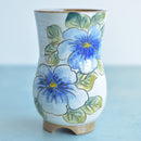 Handmade Ceramic Succulent Pot with Blue Flowers Approximately 3.5"