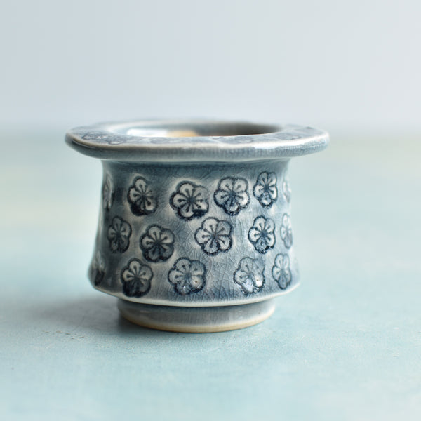 Blue Stamped Ceramic Succulent Pot Approximately 2”