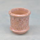 Pink/Red Ceramic Succulent Pot with Stamped Holiday Design Approximately 2"
