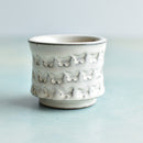 White Stamped Ceramic Succulent Pot Approximately 2”