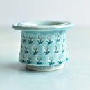 Teal Stamped Ceramic Succulent Pot Approximately 2”