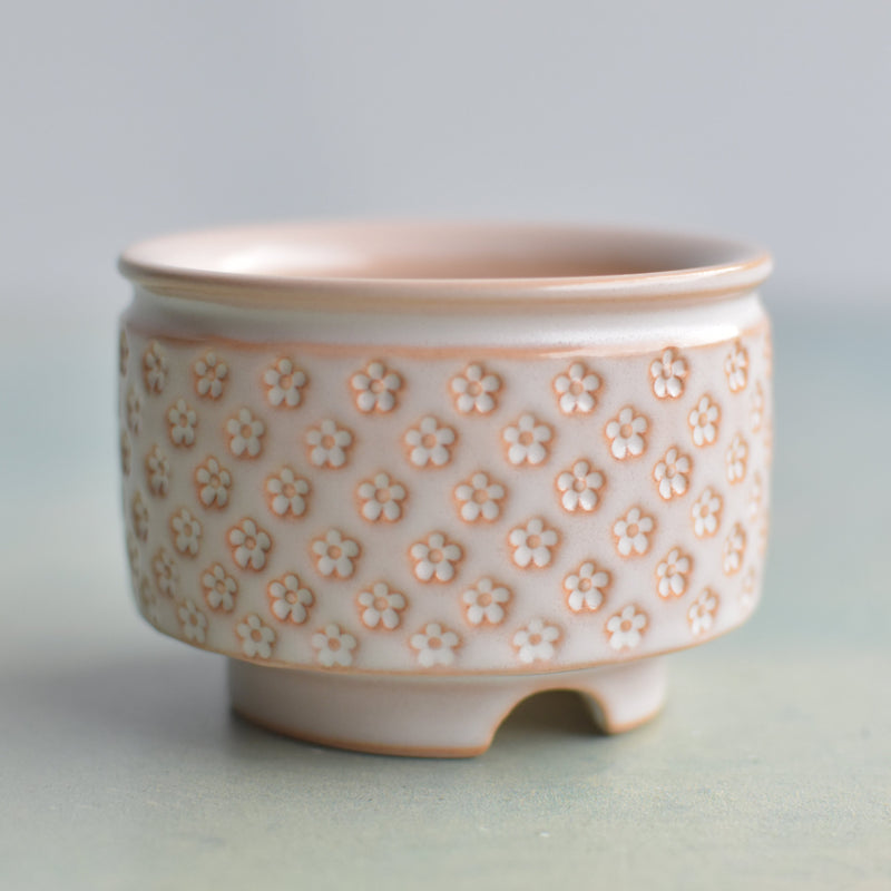 Orange and Beige Handmade Ceramic Succulent Pot Approximately 3" (Toun Kiln Studio)