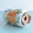 Handmade Ceramic Succulent Pot with Orange Flower Approximately 3.5"