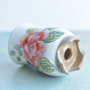 Handmade Ceramic Succulent Pot with Red Flower Approximately 3.5"