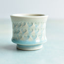 Light Blue Stamped Ceramic Succulent Pot Approximately 2”