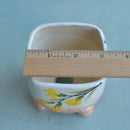 Square Handmade Ceramic Succulent Pot with Yellow Flowers Approximately 3"