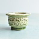 Green Stamped Ceramic Succulent Pot Approximately 2”