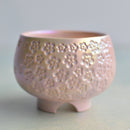 Iridescent Pink Handmade Ceramic Succulent Pot with Flower Design Approximately 3" (Toun Kiln Studio)