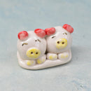 Small Red and Yellow Ceramic Planter Pal Pigs Approximately 2"