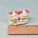 Small Red and Yellow Ceramic Planter Pal Pigs Approximately 2"