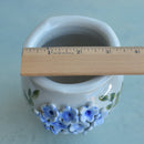 Handmade Ceramic Succulent Pot with Blue Flowers Approximately 3.5"