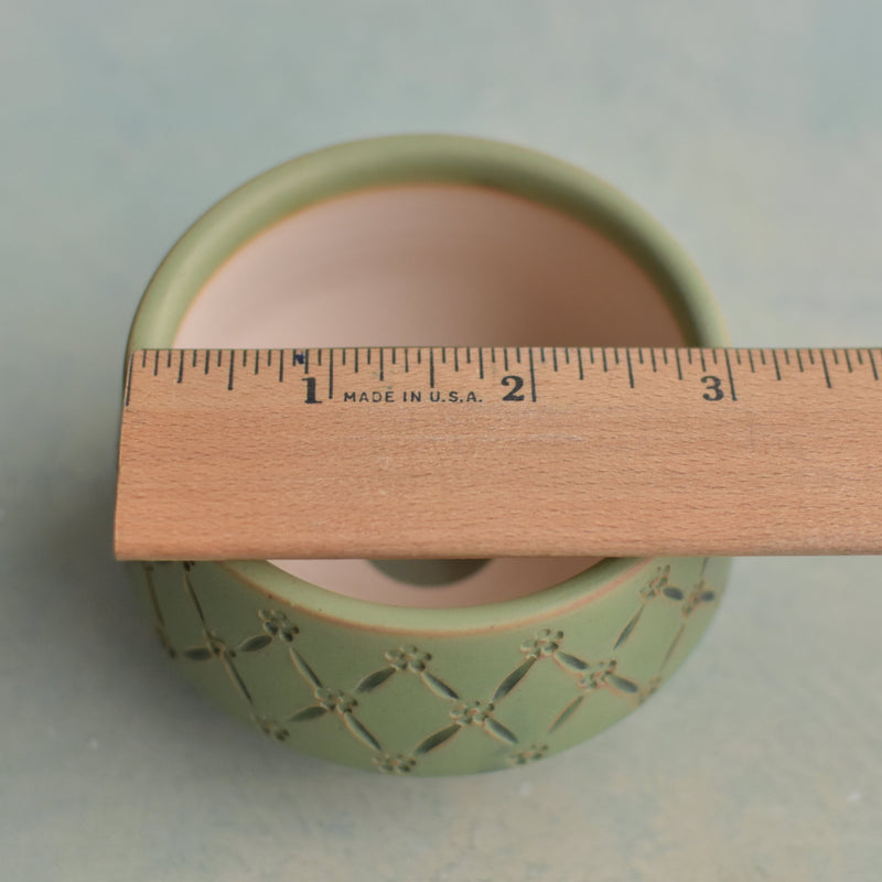 Green Handmade Ceramic Succulent Pot Approximately 3" (Toun Kiln Studio)