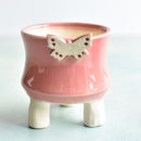 Pink Handmade Ceramic Succulent Pot with White Butterfly Approximately 3.5”