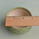 Green Handmade Ceramic Succulent Pot with Flower Stamp Approximately 3" (Toun Kiln Studio)