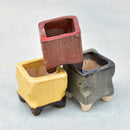 Small Green, Blue and Red Square Ceramic Succulent Pots (Set of Three) Approximately 2"