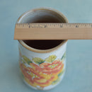 Tall Handmade Ceramic Succulent Pot with Orange Flowers Approximately 3.5" Wide x 7" Tall