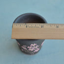 Small Black Handmade Ceramic Succulent Pot with Pink Flowers Approximately 2"