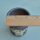 Small Black Handmade Ceramic Succulent Pot with Pink and Yellow Flowers in Pot Approximately 2"