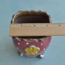 Handmade Red Ceramic Succulent Pot with Yellow Flower Approximately 3"