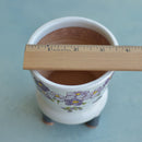 Handmade White Ceramic Succulent Pot with Purple Flowers Approximately 3.5"