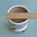 Handmade White Ceramic Succulent Pot with Purple Flower and Flower Feet Approximately 3.5"