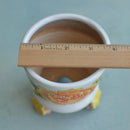 Handmade White Ceramic Succulent Pot with Orange Flower and Flower Feet Approximately 3.5"