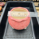 Pink Handmade Ceramic Succulent Pot Flower Stamps Approximately 4”