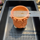 Orange Handmade Ceramic Succulent Pot with Flowers Approximately 3”