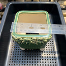 Green Handmade Ceramic Succulent Pot with Flowers Approximately 4”