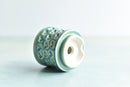 Teal Stamped Ceramic Succulent Pot Approximately 2”