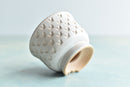 White Handmade Stamped Ceramic Succulent Pot Approximately 3"