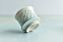Light Blue Stamped Ceramic Succulent Pot Approximately 2”