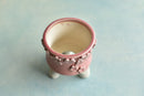 Pink Handmade Ceramic Succulent Pot with Flowers Approximately 3.5”