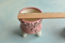 Pink Handmade Ceramic Succulent Pot with Flowers Approximately 3.5”
