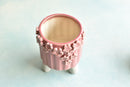 Pink Handmade Ceramic Succulent Pot with Flowers Approximately 3.5”