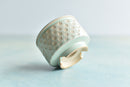 Teal Handmade Stamped Ceramic Succulent Pot Approximately 2"-3"