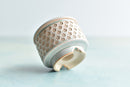 White Handmade Stamped Ceramic Succulent Pot Approximately 2"-3"