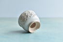 White Handmade Stamped Ceramic Succulent Pot Approximately 2"-3"