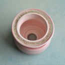 Pink Ceramic Succulent Pot With Crystal Glass Rim Approximately 3”-4"