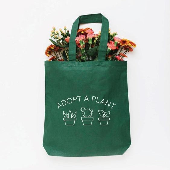 Adopt a Plant Tote Bag (Green 15.5" x 14.5")